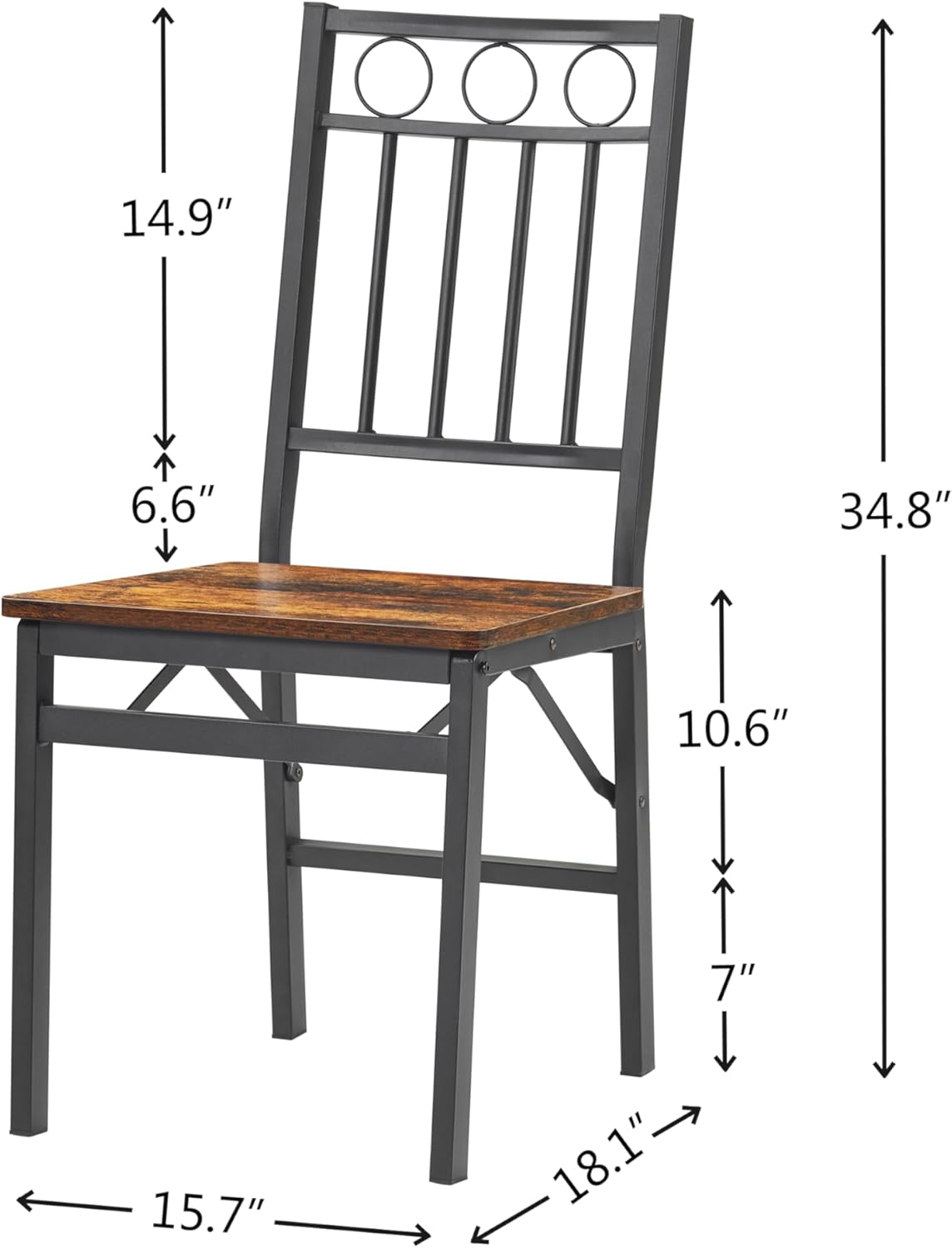 Bluecat Folding Dining Chairs 4 Pack, Industrial Foldable Dining Chair Set, Vintage Stackable Metal Frame Chairs with Wood Seat for Home Kitchen Dining Room Living Room