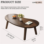 Creative Curved Coffee Table Wood Mid Century Modern for Living Room Foldable Side End Tables for Home(Wood,100cm)