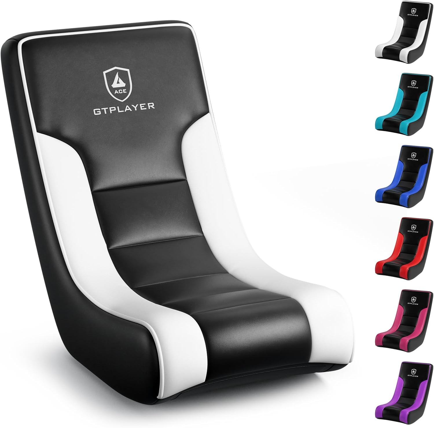 GTPLAYER Floor Rocker Gaming Chair – Adjustable Angle Limiter, Ultra Lightweight Ergonomic Floor Rocking Game Seat for Gaming and Lounging, Black & White