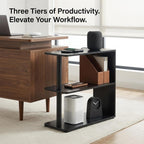 3-Tier Narrow End Table, Industrial Slim Side Table for Small Spaces, Sofa Couch Table Accent Nightstand with Storage Shelves for Living Room, Bedroom, 22.5" L x 10" W x 21.5" H, Black