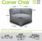Dineli Modern Arm-Rest Chair Coner Chair Outdoor Furniture Comfy Patio Couch Sofa Outdoor Bean Bag Chair Creating a Unique Patio Garden Modular Contemporary Sofa Lazy Sofa for Outside - Dark Gray
