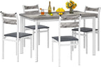 Recaceik Dining Table Set for 4, Wood Kitchen Table with Metal Frame & MDF Board, 5-Piece Kitchen Table Set for Small Space, Dinette and Apartment, Rustic Grey
