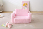 Toddler Couch 2-in-1 Flip Open Convertible Sherpa Kids Sofa Chair, Pink | LUXURY SHERPA COUCH | KIDS SOFA CHAIR | REMOVABLE MACHINE WASHABLE COVER