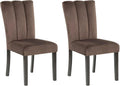 Signature Design by Ashley Jazmore Dining Chairs Set of 2, Contemporary Upholstered Velvet Side Chairs, Comfortable Cushioned Seat and Solid Wood Frame, Ideal for Dining Rooms, Mocha Brown