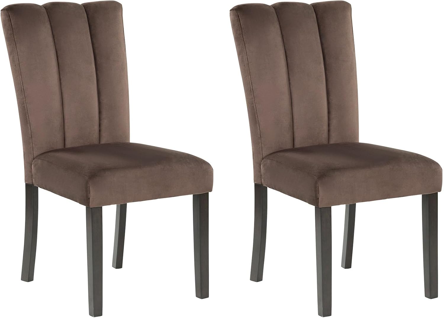 Signature Design by Ashley Jazmore Dining Chairs Set of 2, Contemporary Upholstered Velvet Side Chairs, Comfortable Cushioned Seat and Solid Wood Frame, Ideal for Dining Rooms, Mocha Brown