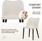 Wooden Dining Chairs Set of 6, Upholstered Kitchen Dining Room Chair, Modern Fabric Farmhouse Dinner Chair for Restaurant & Cafe, Beige