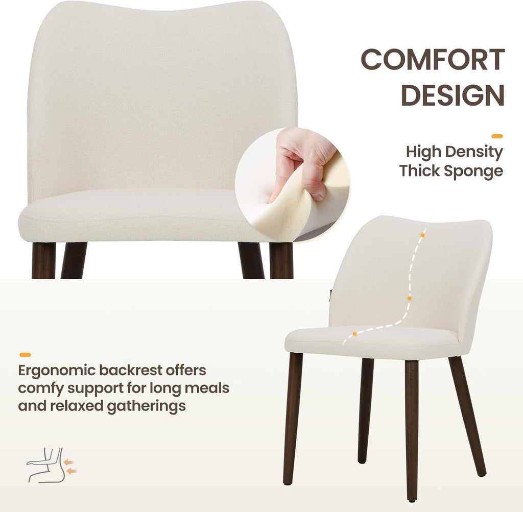 Wooden Dining Chairs Set of 4, Upholstered Kitchen Dining Room Chair, Modern Fabric Farmhouse Dinner Chair for Restaurant & Cafe, Beige