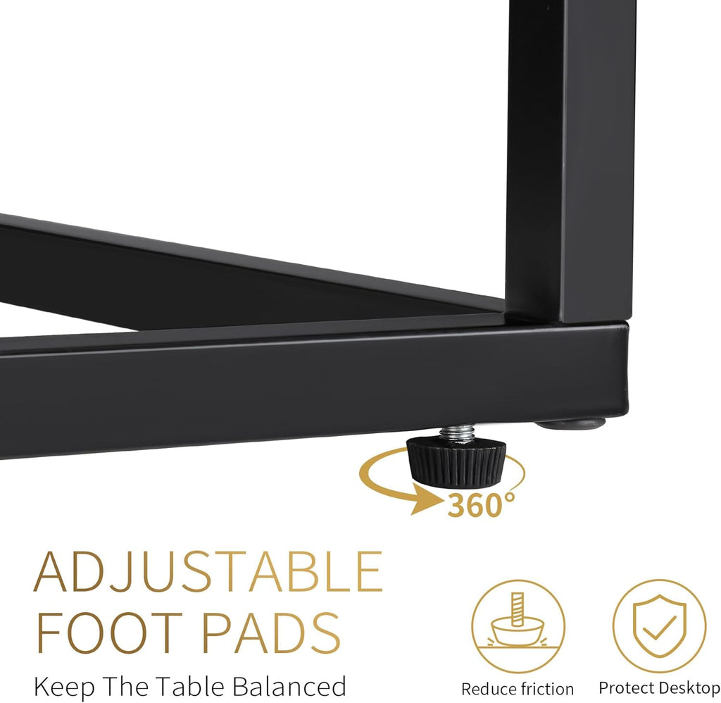 C Shaped Side Table Set of 2, Skinny Sofa Table for Sofa and Bed, Couch Tables That Slide Under, Small End Tables for Living Room, Bedroom or Small Spaces, Black