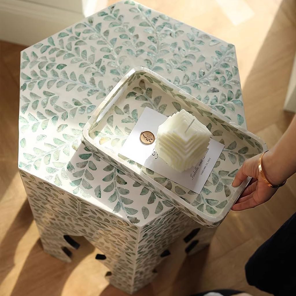 ENGENDER Couch Side Table Home Sofa Next to Living Room Art Small Coffee Table Shell Corner Tray Narrow End