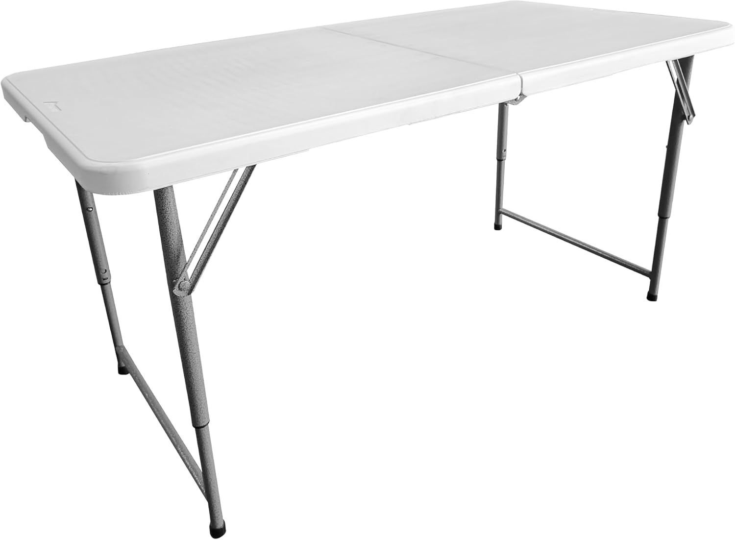 Height Adjustable 4 FT Granite White Folding Table – Premium 4 Foot Folding Table Ideal for Camping, Picnic, Party or as Kids Table