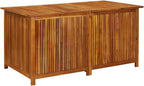 Solid Acacia Wood Outdoor Storage Box 59.1x31.5x29.5 Inches, Waterproof Zippered Bag, Gas-Lift Lid Bench for Patio Garden Cushions Tools