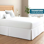 Egyptian Cotton Split Corner Bed Skirt King Size with 9" Drop Length, Platform Style with Easy Fit, Classic Tailored Look, Hotel Quality Bed-Skirts (White, Solid)