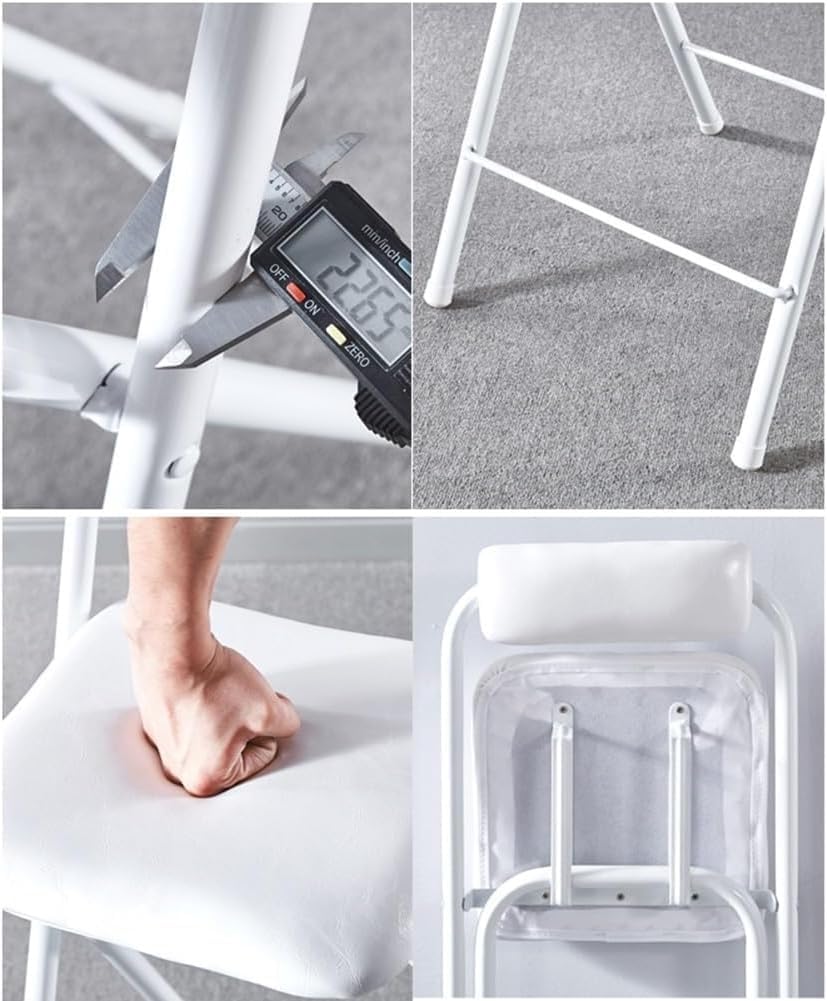 Portable Folding Chair with Backrest for Home Office Party White 100kg Capacity(28in/70cm)