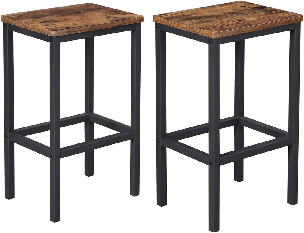 VASAGLE Bar Table with Sturdy Metal Frame, Easy Assembly, Industrial Design & Bar Stools, Set of 2 Bar Chairs, Kitchen Breakfast Bar Stools