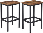 VASAGLE Bar Table with Sturdy Metal Frame, Easy Assembly, Industrial Design & Bar Stools, Set of 2 Bar Chairs, Kitchen Breakfast Bar Stools