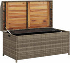 Patio Storage Bench Gray 39.4x19.7x20.5 Inch Poly Rattan Outdoor Seat with Storage Box and Waterproof Bag