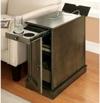 Stylish Modern Transitional Gray Side Table/Nightstand with USB Outlet - Multifunctional Solid Wood Storage Cabinet for Your Home!