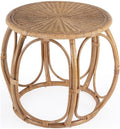 Beaumont Lane Round Woven Rattan End Table, Natural Finish, 28" W x 28" D x 24" H, Durable Rattan Construction, Open Weave Design, Eco-Friendly Living Room, Family Room or Sunroom Side Table