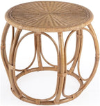 Beaumont Lane Round Woven Rattan End Table, Natural Finish, 28" W x 28" D x 24" H, Durable Rattan Construction, Open Weave Design, Eco-Friendly Living Room, Family Room or Sunroom Side Table