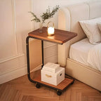 Side Table - C-Shaped End Table, Small Side Table for Couch, Sofa Bed Bathroom Study TV Tray C Shaped End Table Food Snack Trays for Eating (with Wheels)