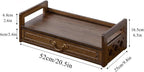 Bamboo Altar Meditation Table - Spiritual Worship Table with Drawer & 2-Tier Storage, Hand-Carved Buddhist Tea Table for Prayer/Divination(Walnut,20.5in(52cm))