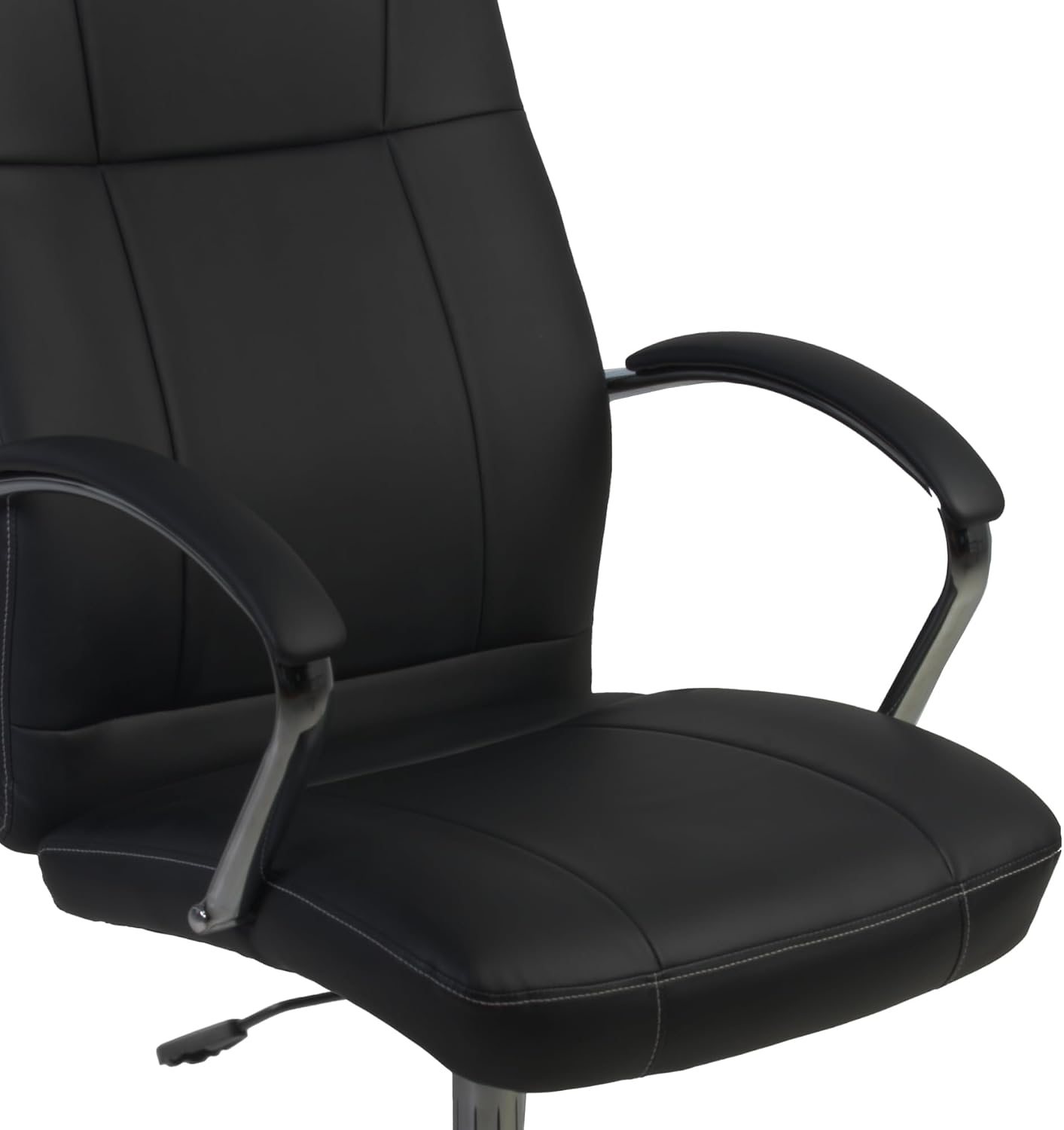 Romig Cielo Leatherette Executive Mid-Back Office Chair – Ergonomic Conference Chair with Padded Arms, Lumbar Support, Adjustable Height & 5-Star Aluminum Base for Home & Office (Black)