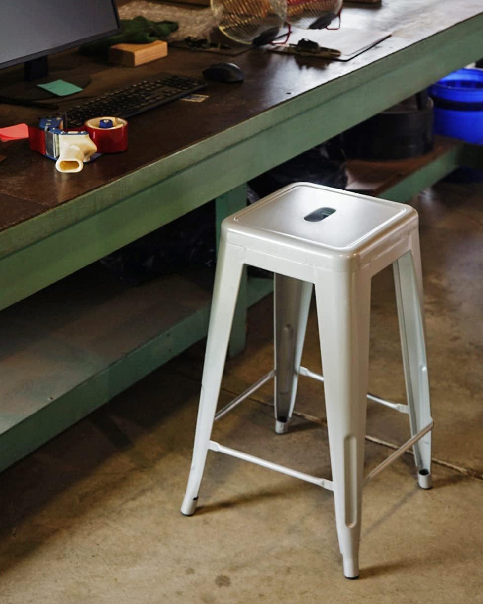Sunjoy Group (#S-DNC1267PST) Stackable Metal Barstool, Silver, 26", Pack of 2