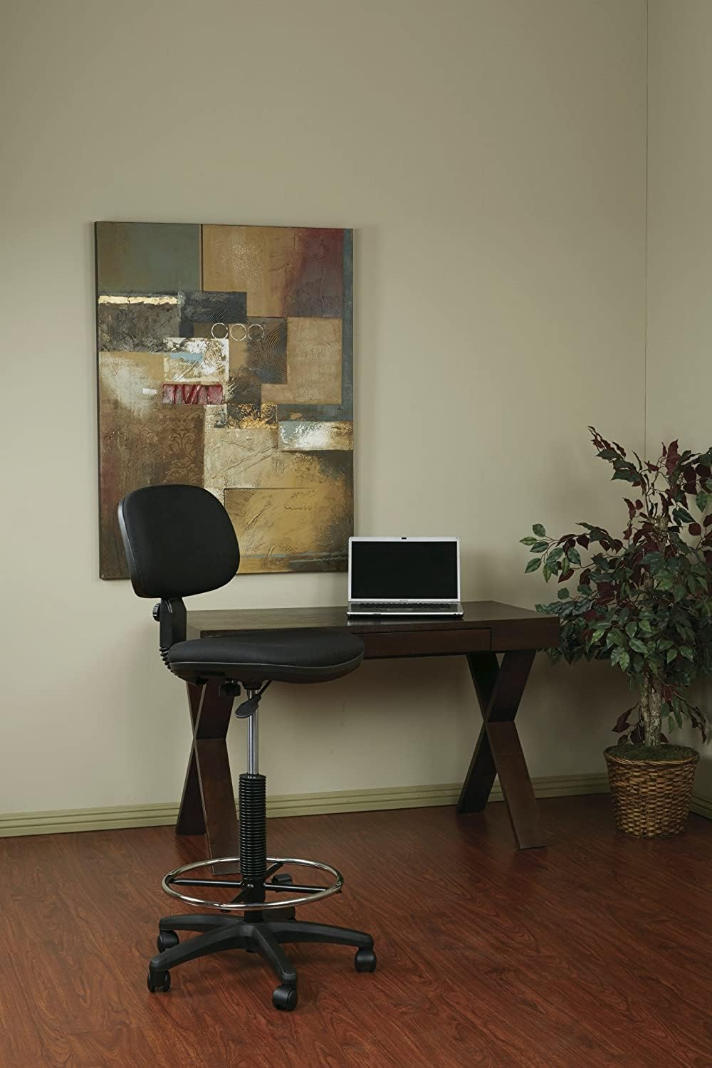 Office Star DC Series Adjustable Drafting Chair with Foot Ring and Sculptured Foam Seat, Icon Black Fabric