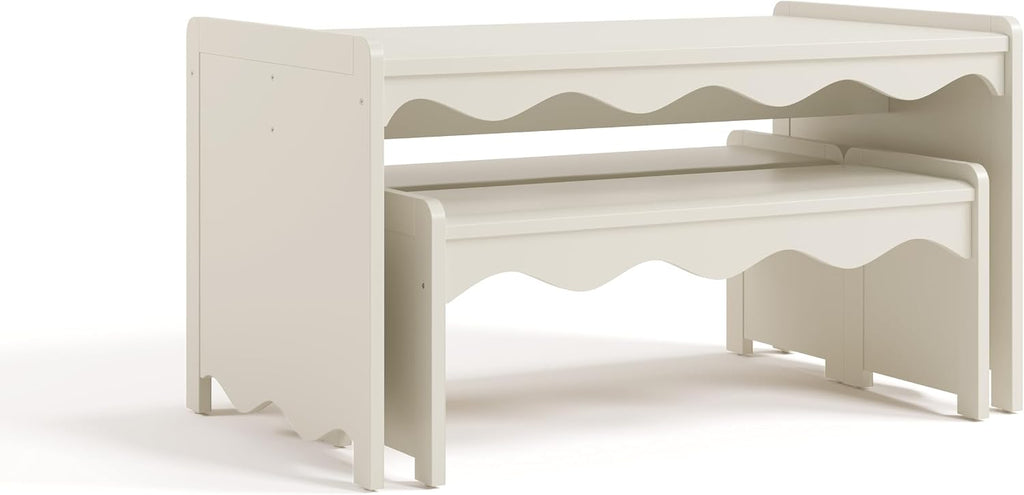 Storkcraft Casablanca Montessori Indoor Kids Table & Bench Set – Premium Kids Activity Table and Bench Set, Toddler Furniture for Crafts and Snack Time, Durable & Easy-to-Clean Surface (Frosted Oat)