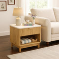 Fluted Cabinet with Storage, Pantry Cabinet for Living Room, Oak