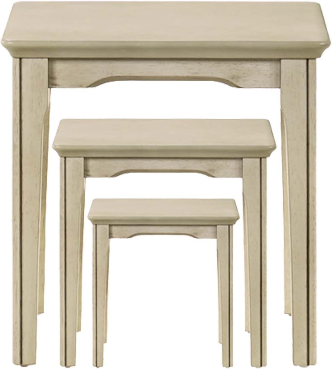 Kmax Nesting Tables Set of 3, Small Sofa Side Table Rustic Stacking End Table Rectangle Solid Wood Coffee Tables for Small Space - Ashes White