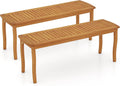 Tangkula Acacia Wood Outdoor Bench, 47" 2-Person Patio Dining Bench with Slatted Seat, Backless Wooden Entryway Bench, Farmhouse Indoor Outdoor Bench for Garden, Poolside, Deck & Park (2,Natural)