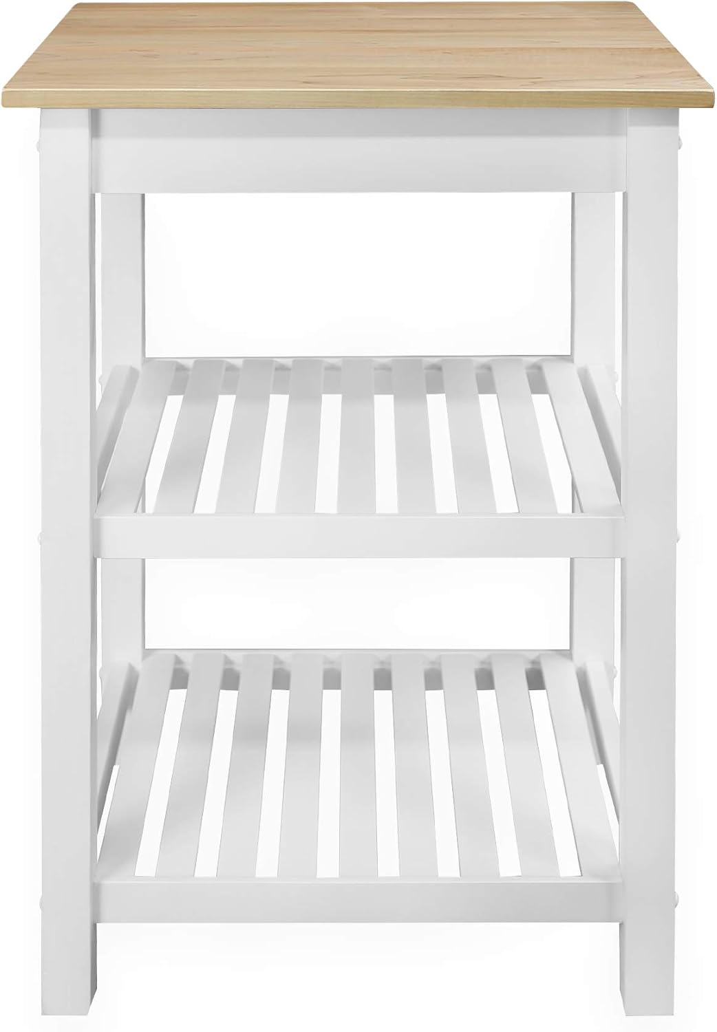 Casual Home Sunrise (Small) with Solid Harvest Hardwood Top Kitchen Island, 22.75"W, Natural&White