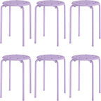 VECELO 6-Piece Stacking Stools, 17.7 Inch Standard Height, Portable Stackable Colorful Decoration Stools for School Classroom and Office Use, Purple