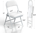Nazhura 4 Pack Folding Chairs with Padded Vinyl Cushion Chairs with Comfortable Cushion and Durable Steel Frame for Home and Office, for Indoor and Outdoor Events (White, Vinyl)