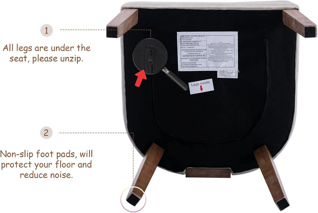 Shunzhi Grey Leather Dining Chairs Set of 4, Upholstered Wooden Dining Room Chairs, Mid Century Modern Farmhouse PU Kitchen Chairs, Accent Armless Side Chairs with Curved Back for Living Room, 4PCS