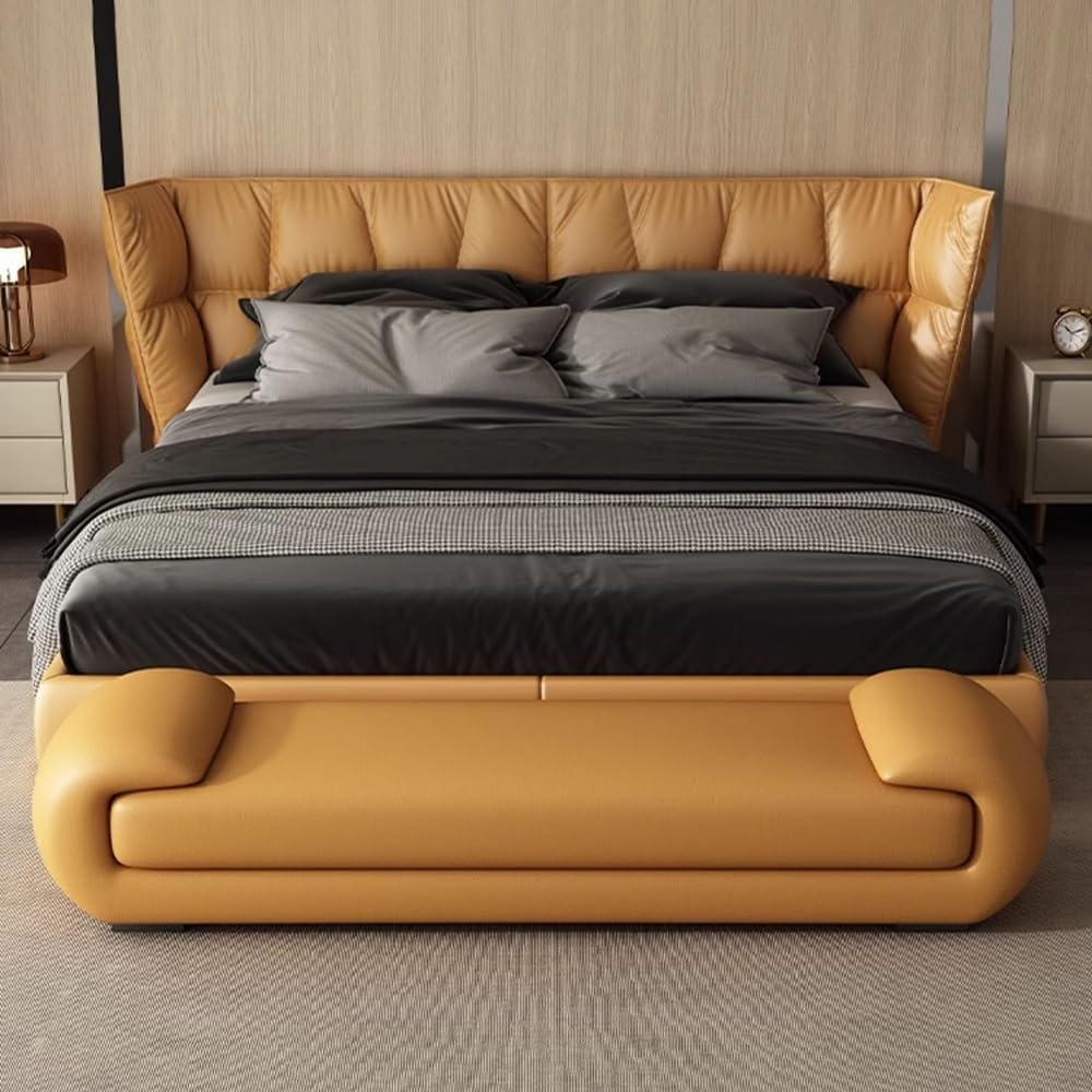 Modern Bed End Stool Bedroom Long Sofa Master Living Room Bedside Shoe Bench Entryway(Orange,Medium)