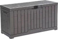 Waterproof Outdoor Storage Box, Patio Storage Bench, 220lbs Reinforced Sit-on Lid, Tool-Free Assembly, Stackable Lockable Deck Box for Backyard Poolside Garage Garden Organization 804B