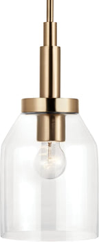 Kichler Madden 1-Light Mini Pendant Light Fixture with Clear Glass Shade in Champagne Bronze, Sloped Ceiling Compatible for Kitchen Island Hanging Lighting (15" x 7 "), 52725CPZ