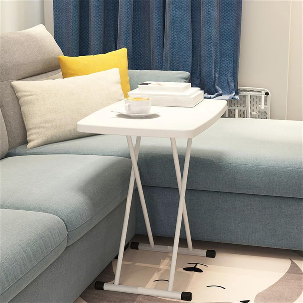 Garvee Folding Table, Plastic Personal Foldable Tables, Adjustable Rectangular Dining Table, Simple Bedside Square Table, for Party, Dining, Events, Picnic Indoor, Outdoor, Camping, 76 * 50Cm
