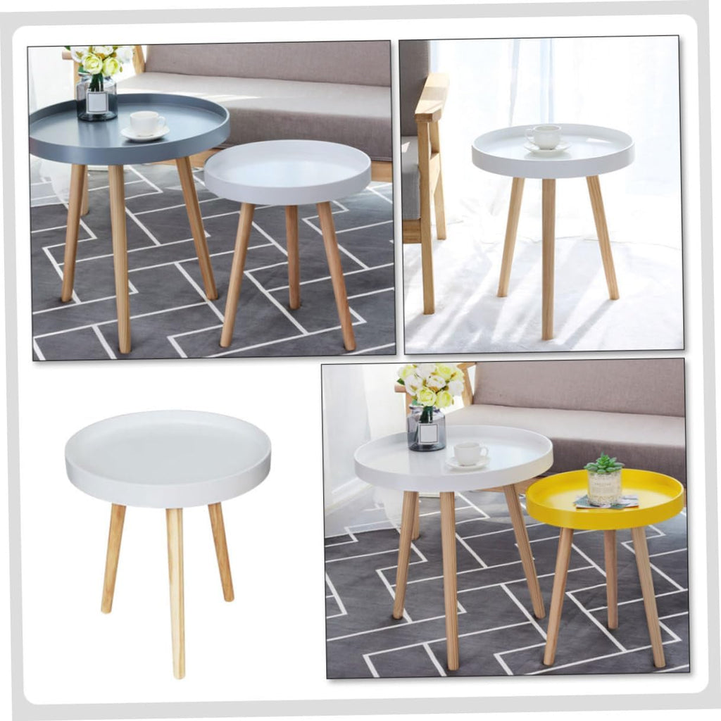 Nordic Style Small Round Indoor Coffee Table White Mini Sofa Side Table for Living Room and Balcony Compact Household