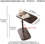 Pedestal Adjustable c Table for Small Spaces，C Shaped End Table Desktop can Turn 360° and the Height of the Sofa Small TV Tray Table Can be Adjusted for Couch