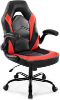 DUMOS Computer Gaming Home Office Chair - Ergonomic Big and Tall Desk with PU Leather Lumbar Support, Height Adjustable High Back Video Game with Flip-up Armrest, Swivel Wheels for Adults and Teens