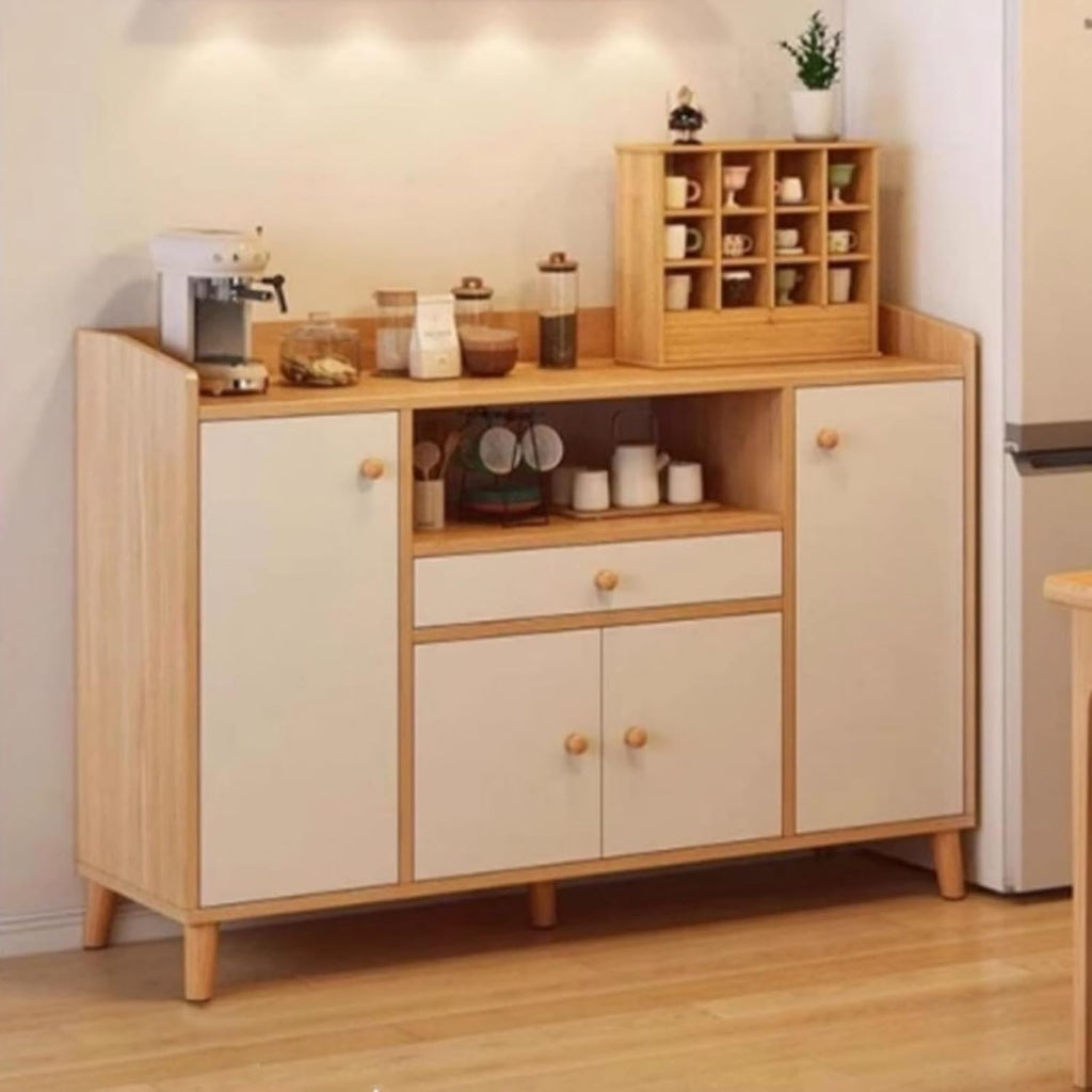 Kitchen Pantry Storage Cabinet with 4 Doors and Adjustable Shelves, Pantry Storage Cabinet, Freestanding Kitchen Cupboard, for Living Room, Dining Room