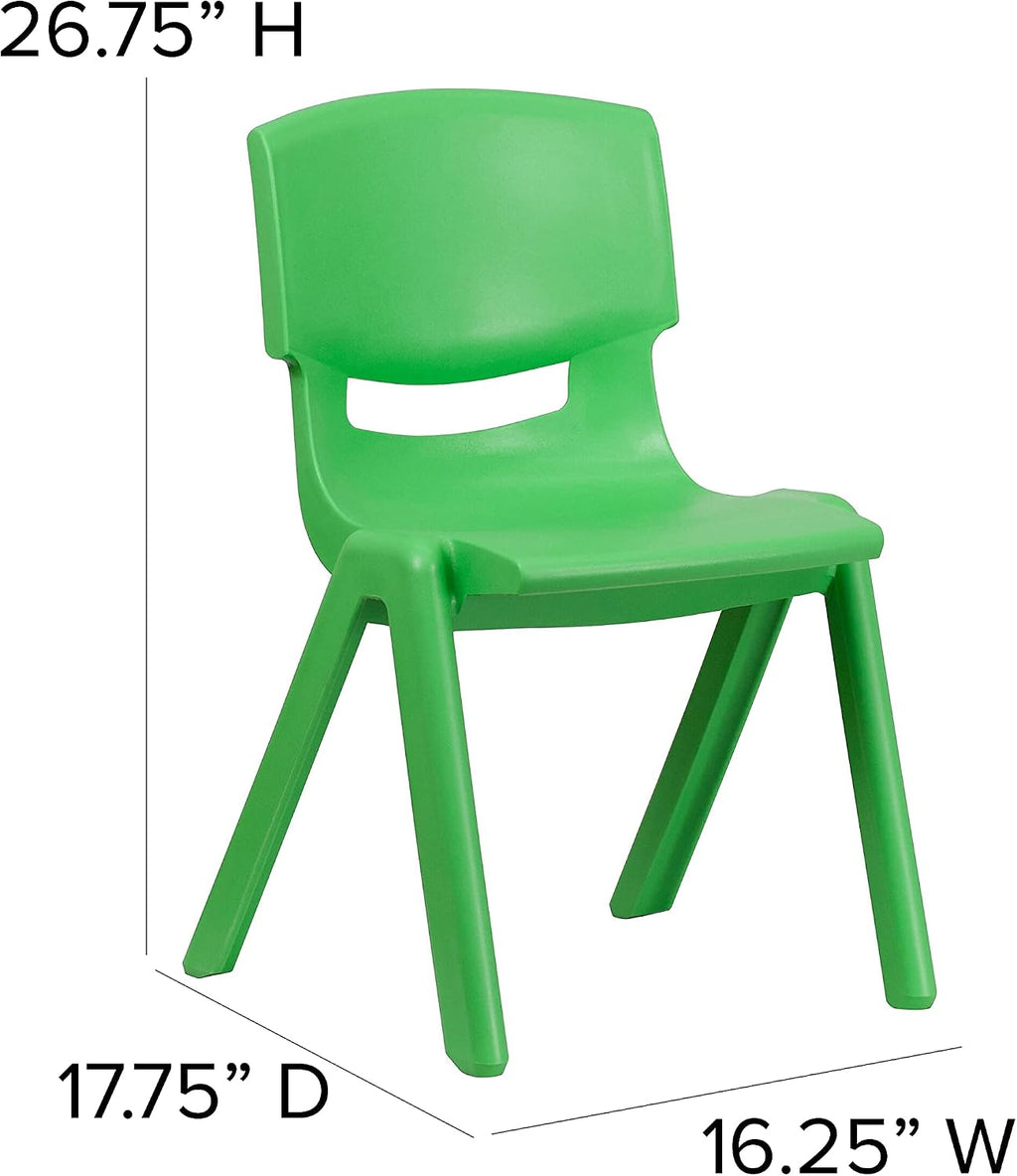 Flash Furniture Whitney 2 Pack Green Plastic Stackable School Chair with 15.5" Seat Height