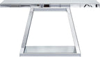 55.9" Full Body Mirror Entryway Table with Trapezoid Base 360° Reflective Console Table, Sturdy Wooden Frame, Scratch Resistant Open Storage for Hallway, Living Room, Staircase