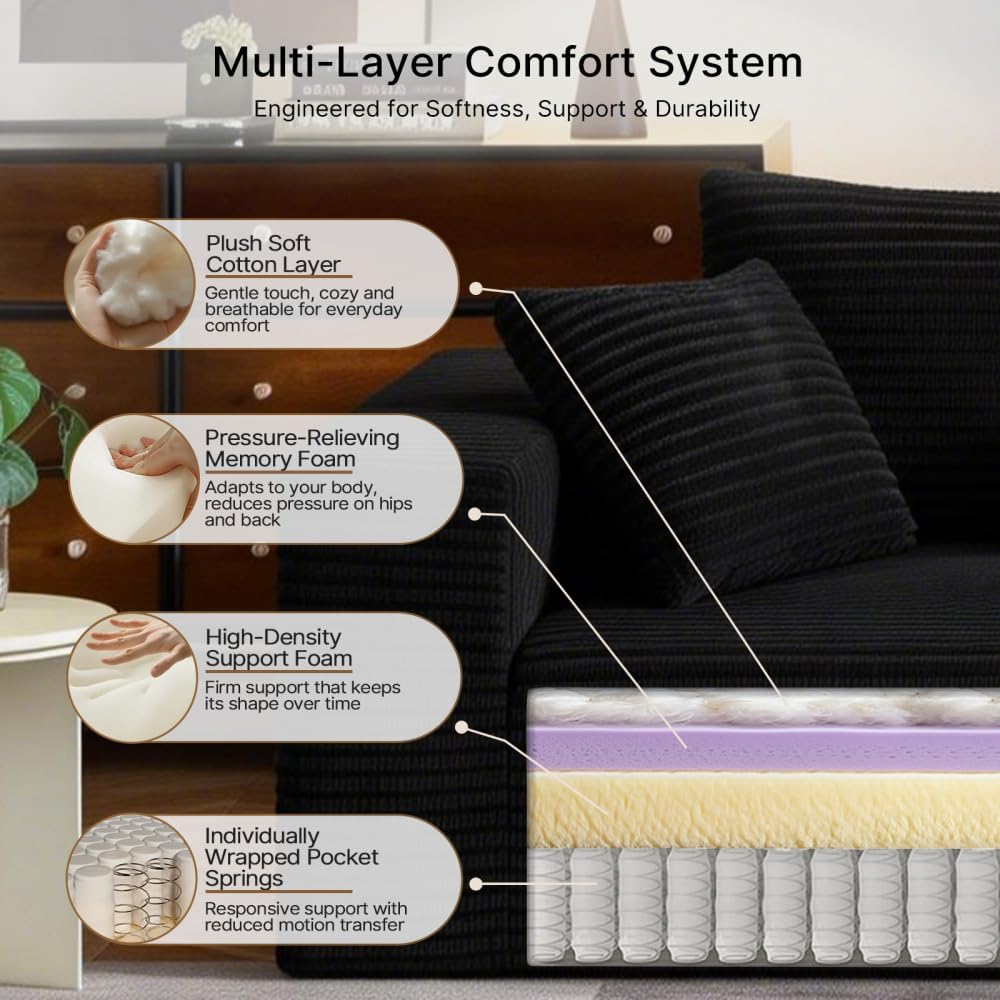 Boneless Sofa Chair, No Assembly Couch in a Box Memory Foam Mini Cloud Reading Chair with Throw Pillow for Living Room Bedroom Playroom