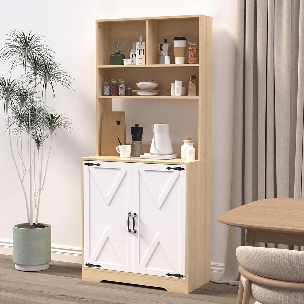 71" Kitchen Pantry Cabinet, Modern Freestanding Tall Cupboard Storage Cabinet with 2 Doors and Adjustable Shelves, Modern Utility Pantry Cabinet for Dinning Room, Living Room
