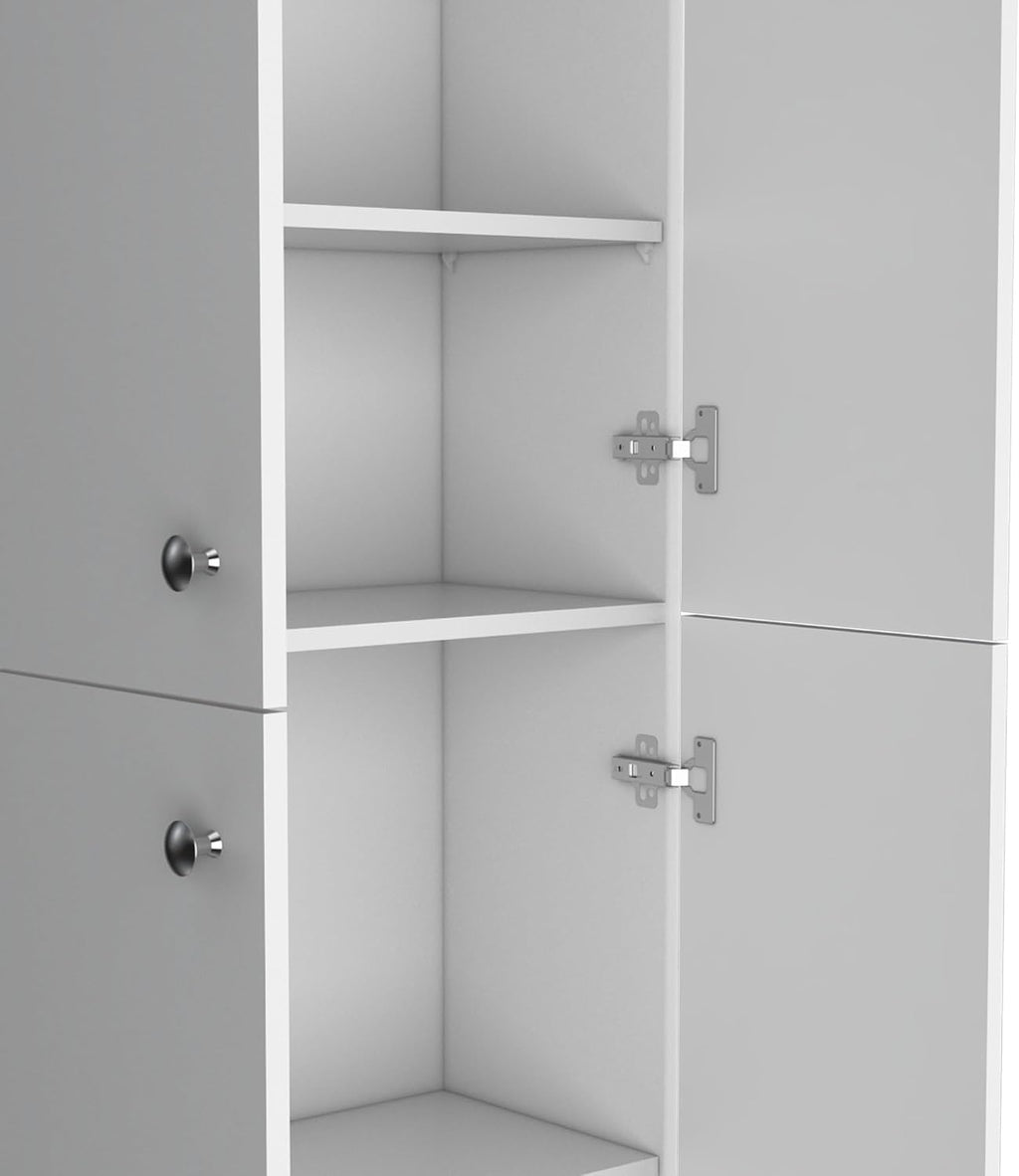 Kitchen Pantry 71" H, 4 Doors, 5 Adjustable Shelves, Laundry, White,for Kitchen