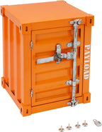 Industrial Wind Bedside Table, End Tables, Container Style Locker Wrought, Tinplate Bilayer Side Table, Metal Locker Nightstand with Combination Lock for Bedroom, Living Room, Office - Orange